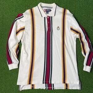 Vintage 90s Y2K Chaps Ralph Lauren Mens Long Sleeve Striped Polo Sz L